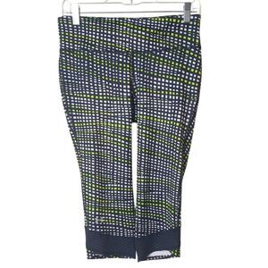 Under Armour Womens Capri Leggings M Blk/Wht/Y HeatGear Workout Athletic Runner